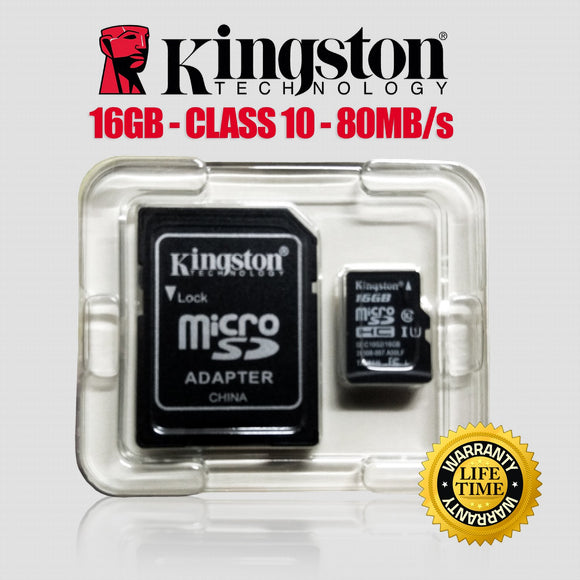 Kingston 16GB Class 10 Memory Card avec Adaptateur (80 Mb/s) - BESTBUY CONGO